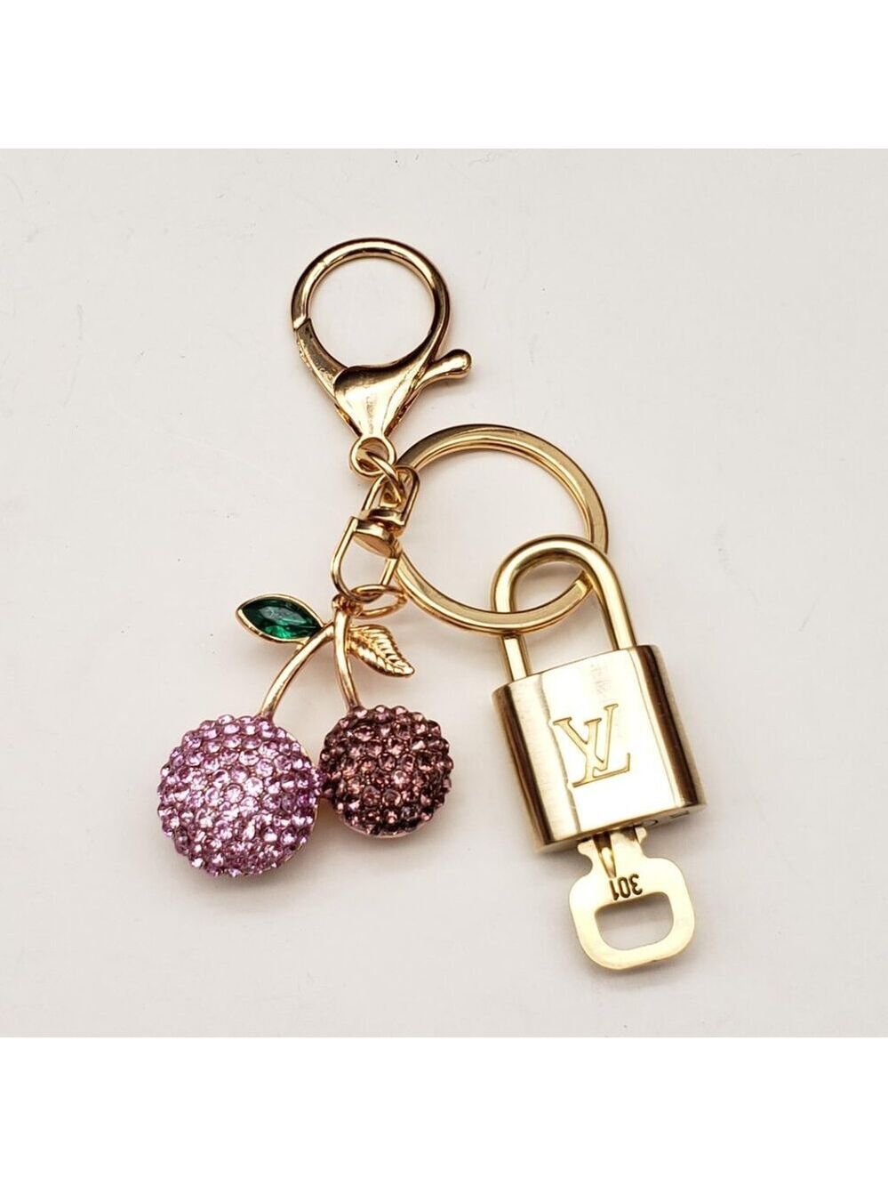 Louis Vuitton Authentic Gold Padlock 🔑 Key + Stylish Bag Unbranded Cherry Charm
